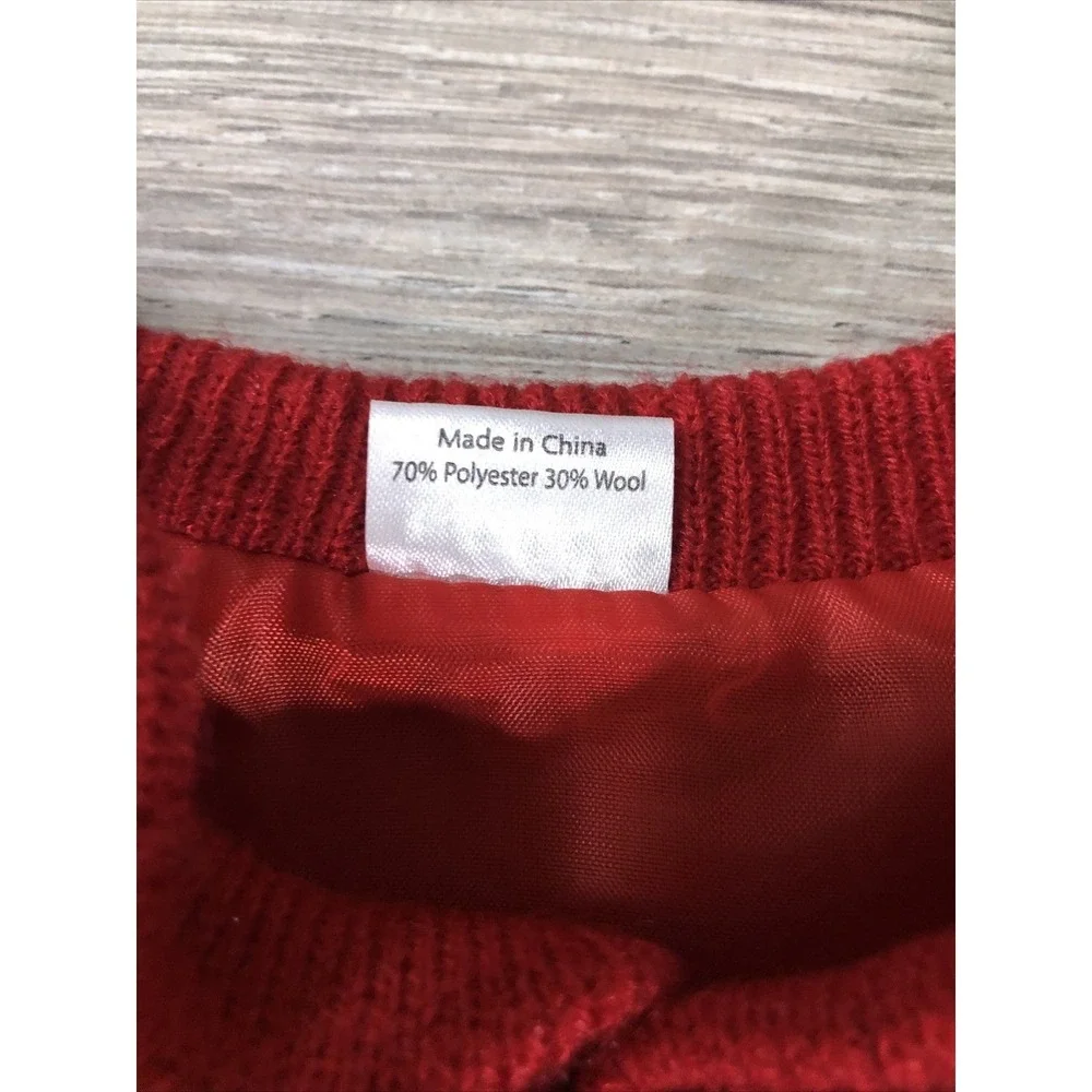 Miniature Red Wool Varsity Letterman Jacket for Pet or Doll Cream Sleeves Size S